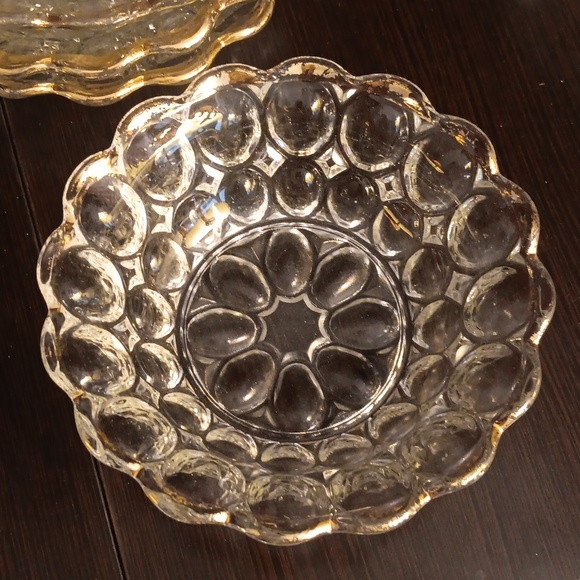 GOLD TRIMMED GLASS BUBBLED BOWLS - Picture 2 of 3